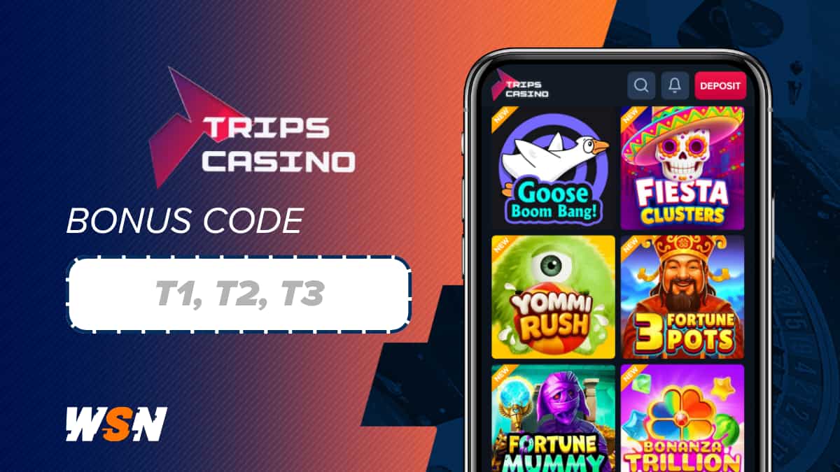 Trips Casino Bonus Code T1, T2, and T3 for each three deposits