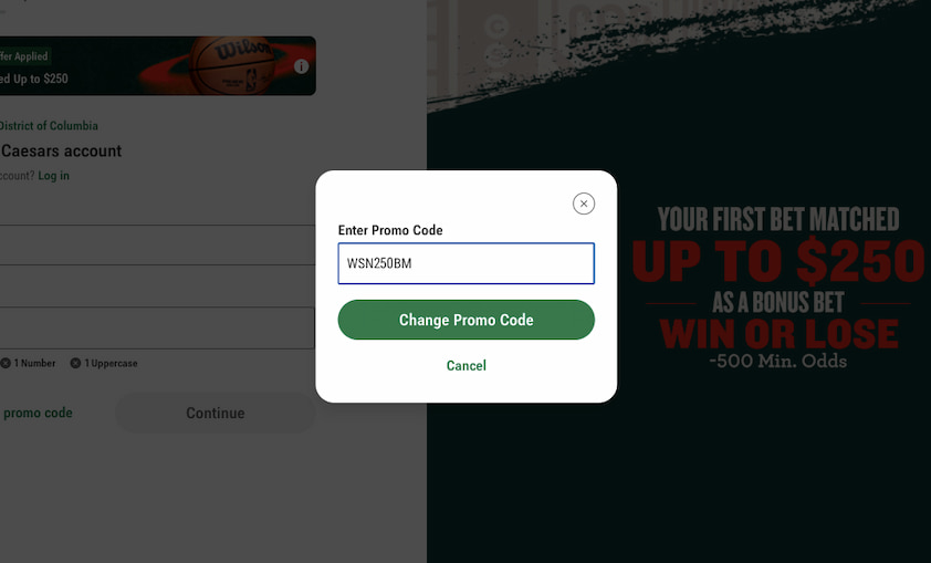 Caesars Promo Code Sign Up Step 2