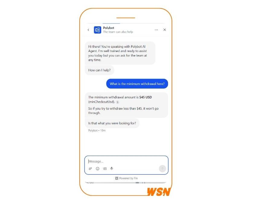 Polymarket Customer Support Mobile Screenshot