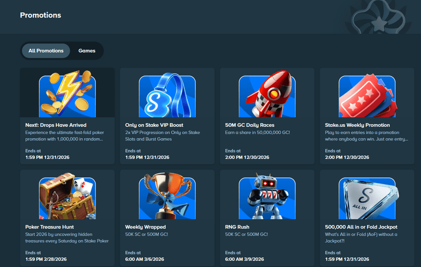 Stake.us ongoing promotions