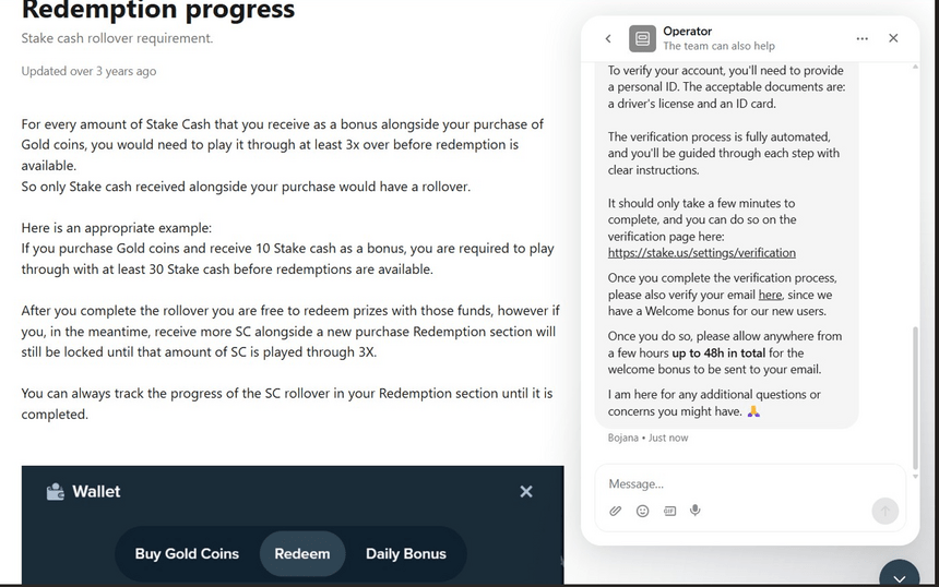 Stake.us customer support