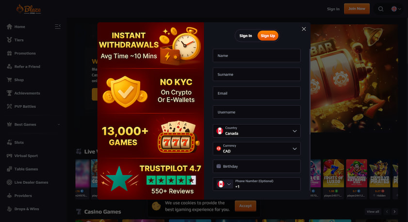 Sign-Up at Blaze Spins Sign-Up at Blaze Spins