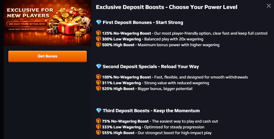 Blaze Spins Casino Choice Between 3 Deposit Bonuses