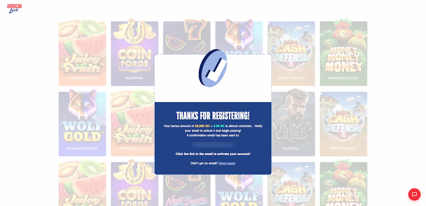 How to Sign-Up for American Luck Step 2