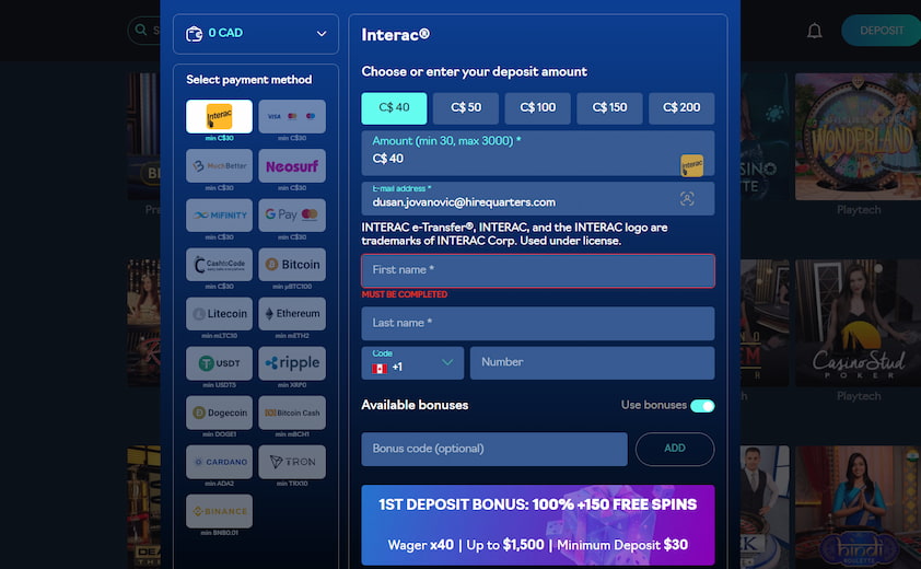 Oshi Payment Options