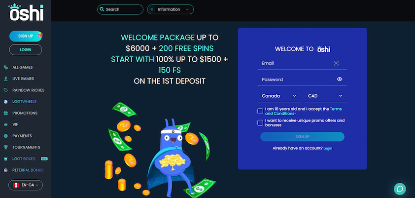 How to Sign Up at Oshi