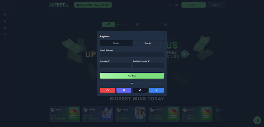 How to Sign-Up for Acebet