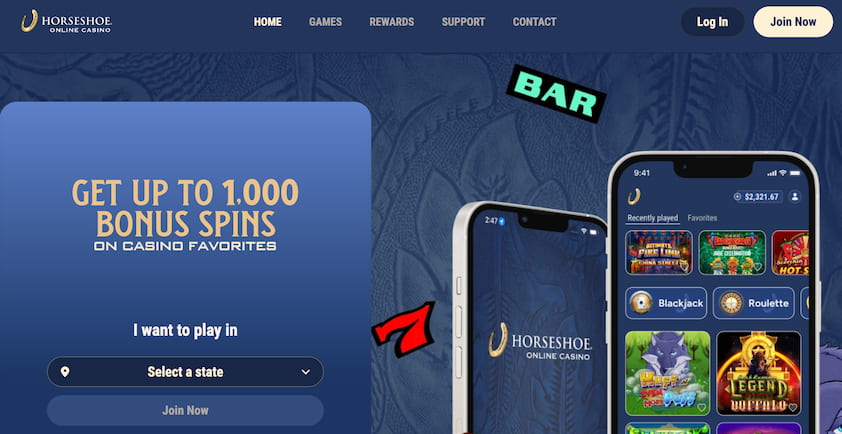 Horseshoe Casino Welcome Bonus Up to 1,000 Bonus Spins with Code WSNTOSS
