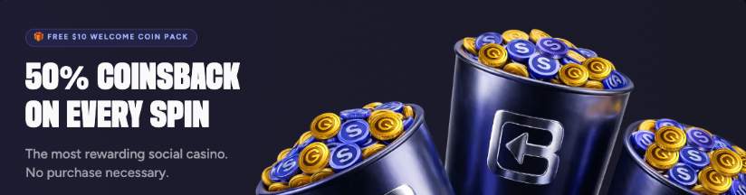 CoinsBack Welcome Bonus 50% Coinsback on every spin