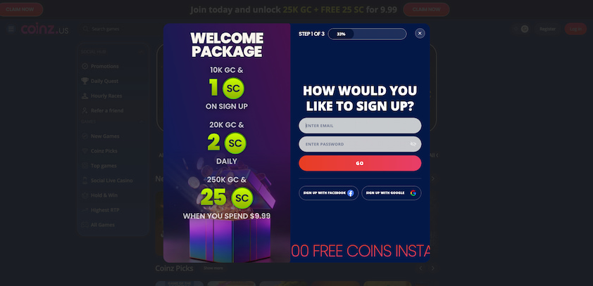 How to Sign-Up for Coinz.us