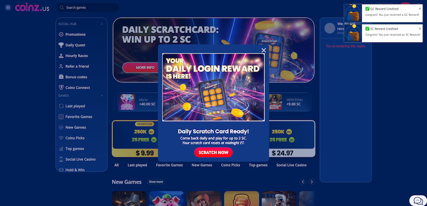 Claim your free daily scratchcard bonus
