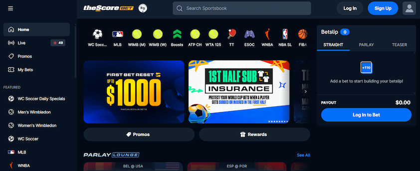 theScore Bet Homepage