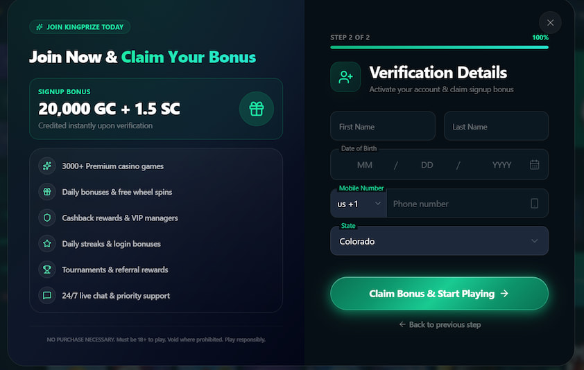 How to Sign Up for KingPrize Step 2 How to Sign Up for KingPrize Step 2