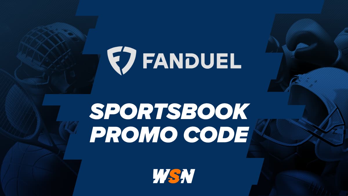 FanDuel Promo Code Feature Image FanDuel Sportsbook promo code feature image with WSN logo and sports elements on the side
