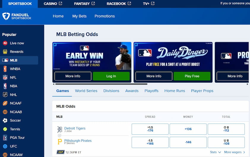 FanDuel Sportsbook User Interface