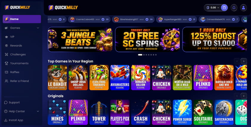 QuickMilly on Desktop