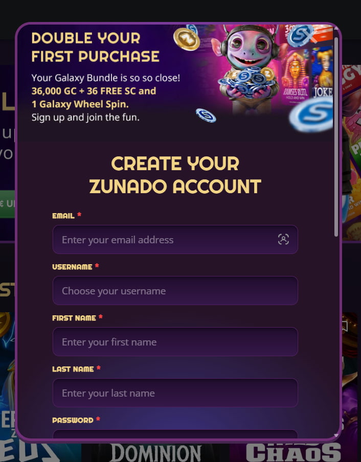 Create Your Zunado Account