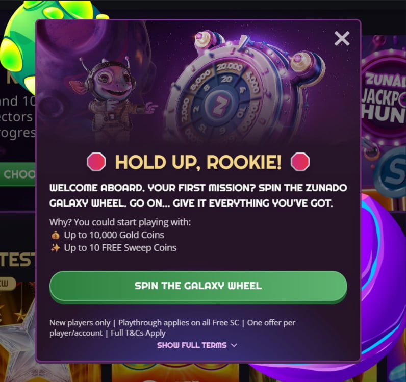 Claim the welcome bonus