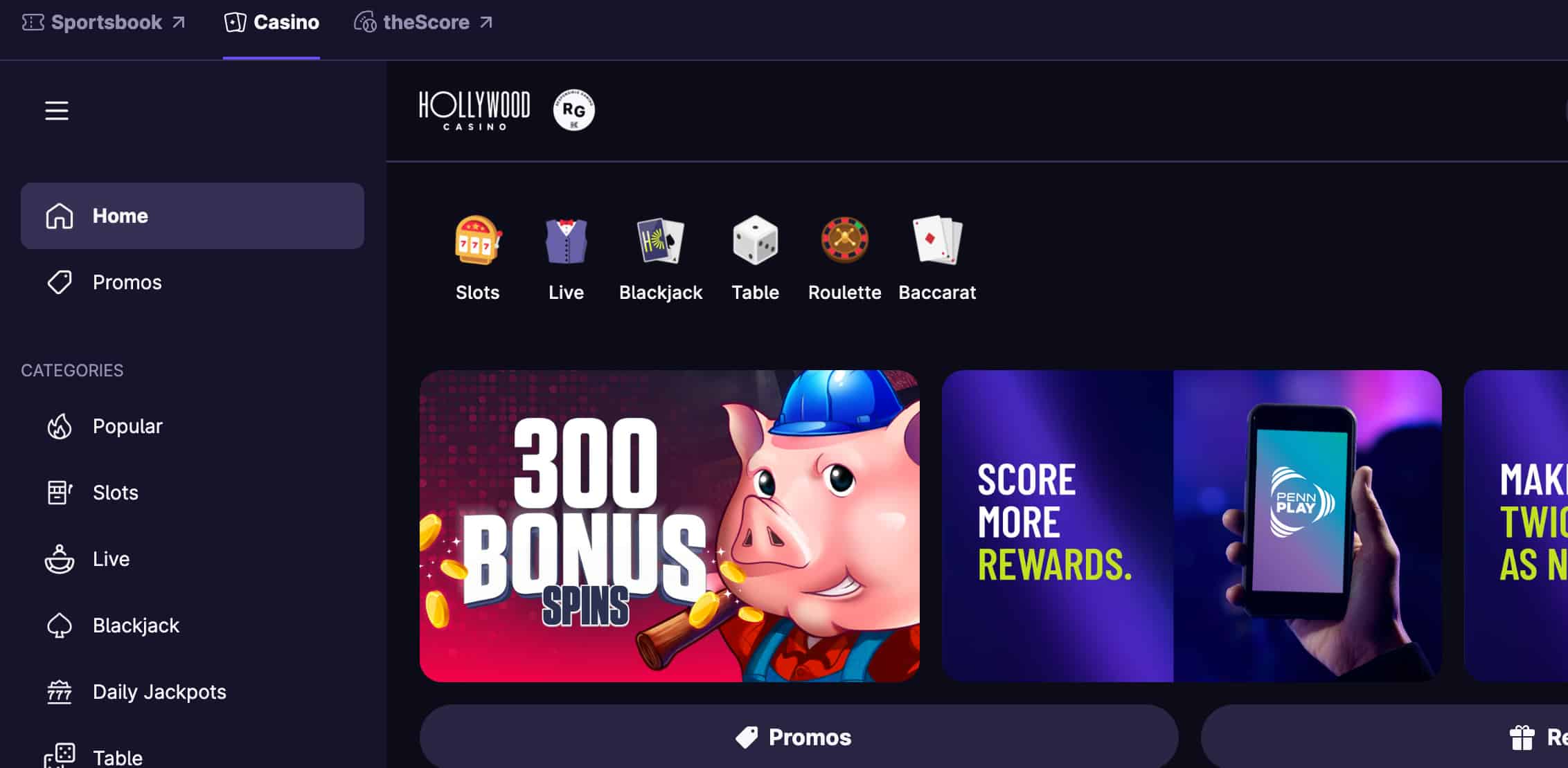 Hollywood Casino Home Page Welcome