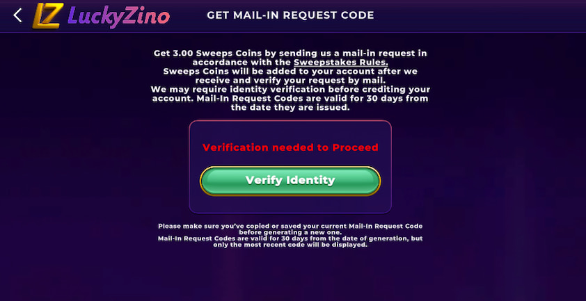 LuckyZino Mail-In Bonus LuckyZino Mail-In Bonus