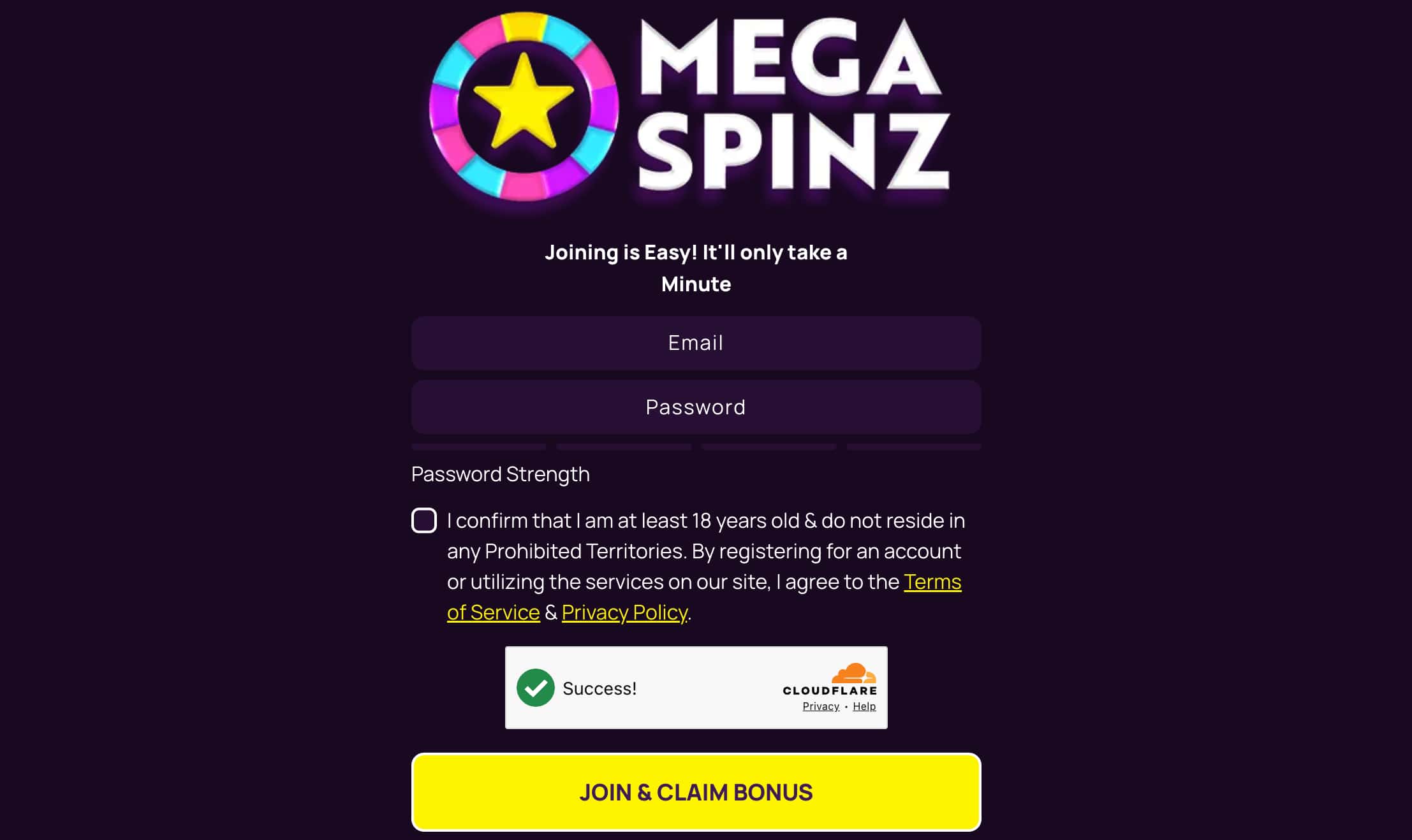 Sign up for at MegaSpinz sweepstakes casino US