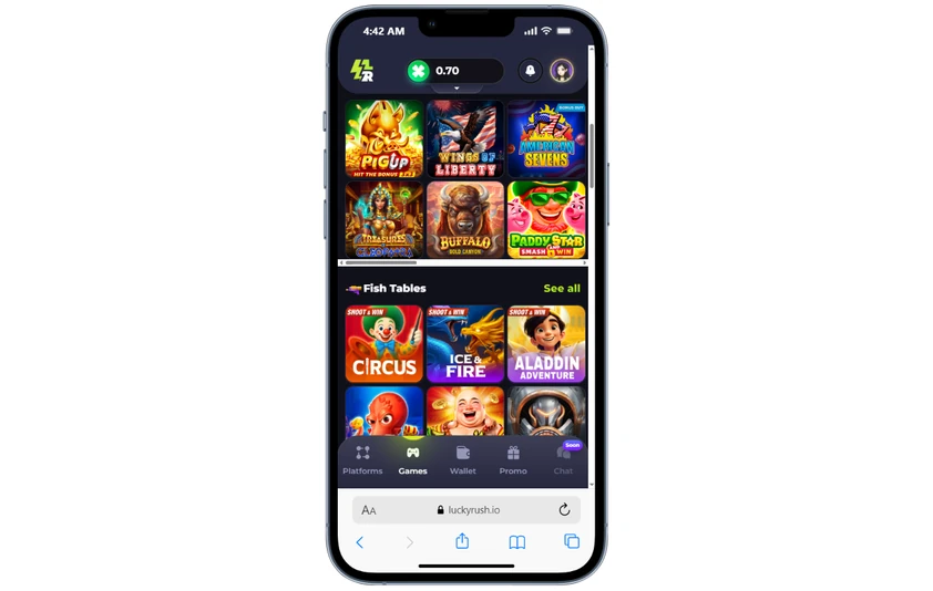Luckyrush Mobile Lobby