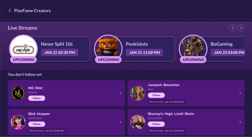 Playfame Live Streams