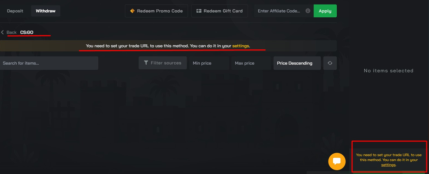 Clash.gg Redemption Skins Clash.gg Redemption Skins
