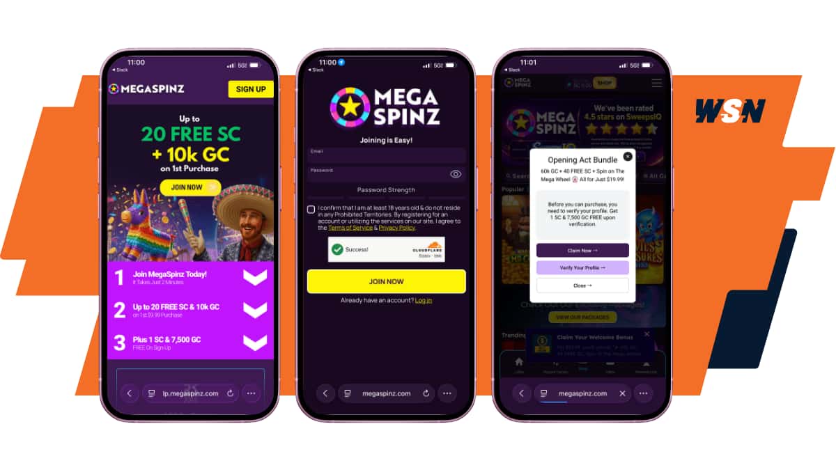 Sign Up Process at MegaSpinz Sweepstakes Casino