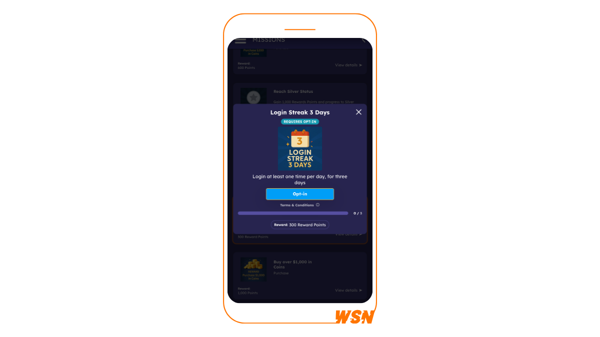 The Daily Login Bonus at MegaSpinz