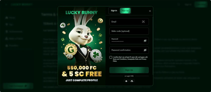 Lucky Bunny Sign Up
