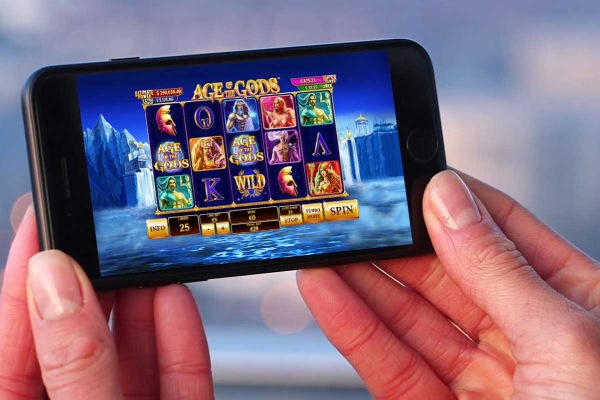 Age of the Gods played on a mobile phone