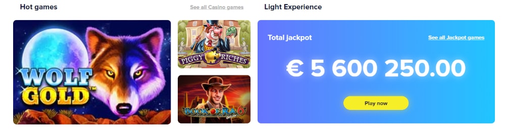 Light Casino Welcome Bonus