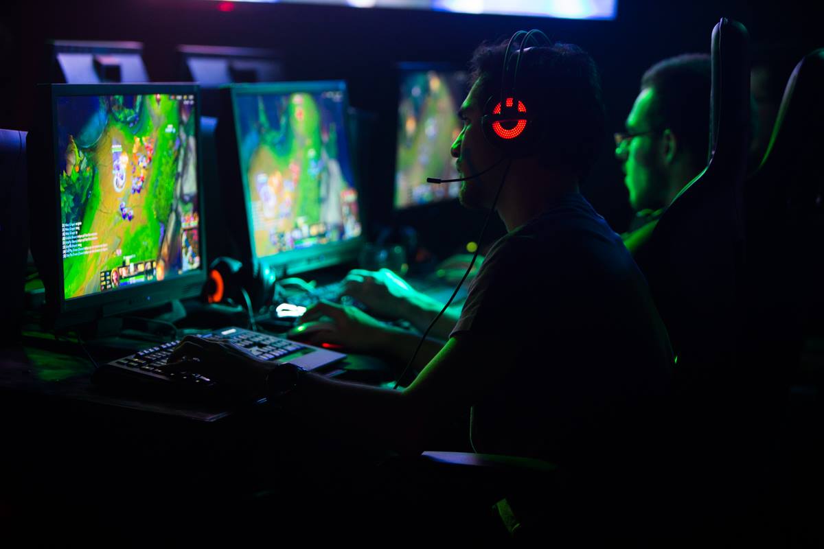 Esports players at their computer