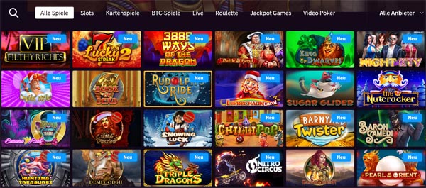 Wildblaster Casino Spieleauswahl