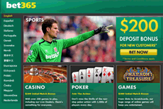 Bet 365 homepage screenshot