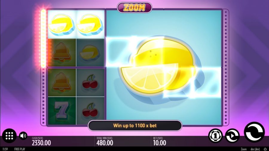 Zoom Thunderkick Screenshot Skjermbilde Slot Review Omtale Spilleautomat Online Casino Bonus Freespins Norske Spilleautomater