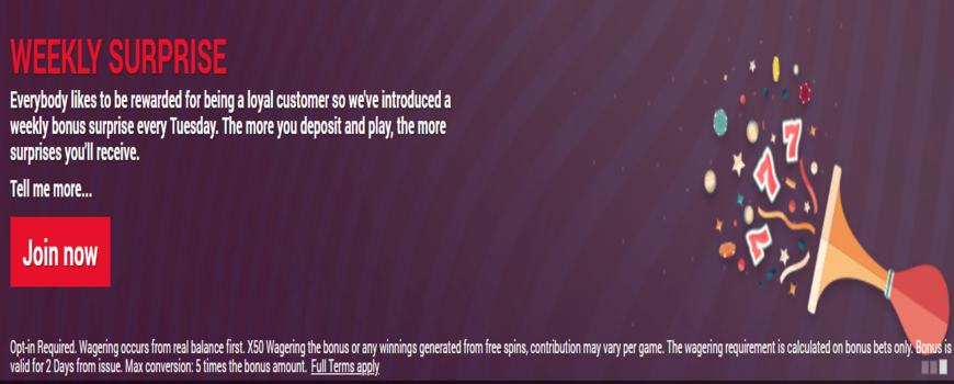Weekly Surprise at Casino Big Apple